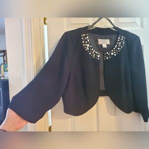 Jessica Howard Formal Women's 18WP Black Bead Rhinestone Women's Jacket Lined